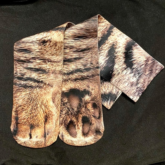 3D Cat Paws Top & Bottom Print Tube Socks | Pad around on kitty feet for fun - Picture 2 of 8